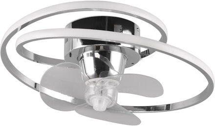 LED Plafondlamp met Ventilator - Plafondventilator - Trion Muaz - 38W - Aanpasbare Kleur - Afstandsbediening - Dimbaar - Zilverkleurig