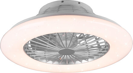 LED Plafondlamp met Ventilator - Plafondventilator - Trion Romina - 39W - Aanpasbare Kleur - Afstandsbediening - RGBW - Zilverkleurig