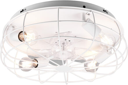Led Plafondlamp Met Ventilator - Plafondventilator - Trion Turbind - E27 Fitting - Afstandsbediening - Rond - Mat Wit