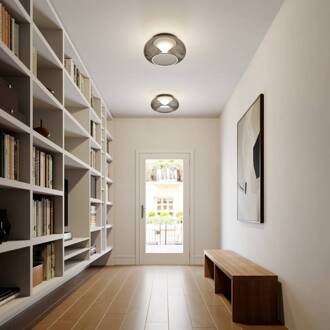 LED plafondlamp Mijo, Ø 43 cm, rookgrijs, glas rookgrijs, chroom