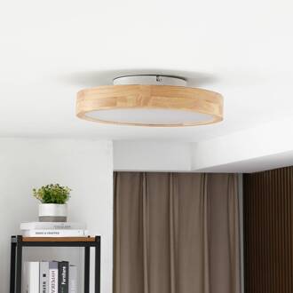 LED plafondlamp Milada, eiken, CCT, afstandsbediening hout, wit