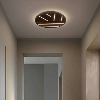 LED plafondlamp Orven, hout, Ø 50 cm, dimbaar zwart, wit, hout