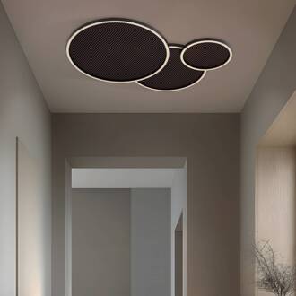 LED plafondlamp Orven, zwart/hout, 80 cm, dimbaar zwart, wit, hout