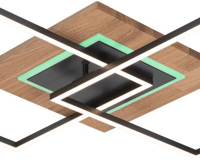 LED plafondlamp Panama M Plus, eiken/zwart, lengte 61 cm eiken naturel, zwart