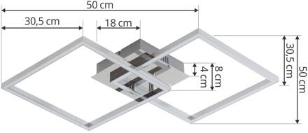 LED plafondlamp Panja, 50 cm, chroomkleurig, ijzer chroom, wit