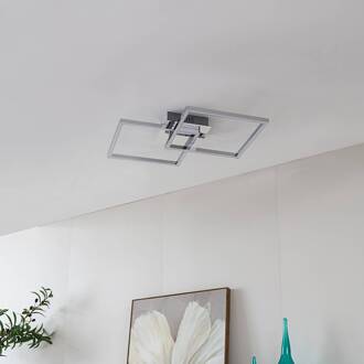 LED plafondlamp Panja, 50 cm, chroomkleurig, ijzer chroom, wit
