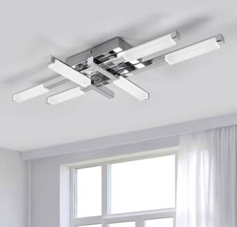 LED plafondlamp Patrik, 62 cm, 6-lamps, chroom, IP44 wit, chroom