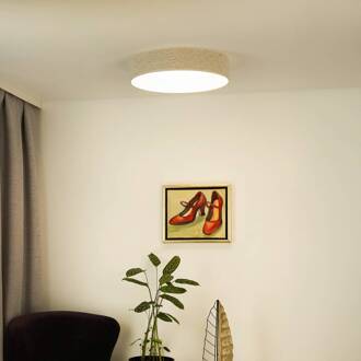 LED plafondlamp Plafond, crème, stof, Ø 45 cm, dimbaar in 3 stappen crème, wit