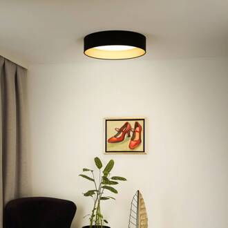 LED plafondlamp Plafond, fluweel, zwart/goud, Ø 45 cm, dimbaar zwart, goud