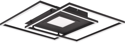 LED Plafondlamp - Plafondverlichting - Trion Avia - 36W - Aanpasbare Kleur - Afstandsbediening - Dimbaar - Mat Zwart - Aluminium Helder/Koud wit;Warm wit;Natuurlijk wit