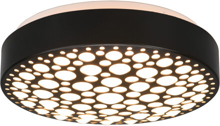 LED Plafondlamp - Plafondverlichting - Trion Carol - 11W - Warm Wit 3000K - Rond - Mat Zwart - Kunststof