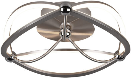 LED Plafondlamp - Plafondverlichting - Trion Charis - 20W - Warm Wit 3000K - Dimbaar - Rond - Mat Nikkel - Aluminium Zilverkleurig