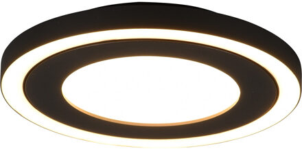 LED Plafondlamp - Plafondverlichting - Trion Coman - 17W - Warm Wit 3000K - Rond - Mat Zwart - Kunststof