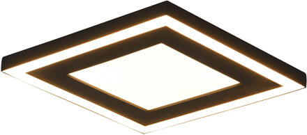 LED Plafondlamp - Plafondverlichting - Trion Coman - 17W - Warm Wit 3000K - Vierkant - Mat Zwart - Kunststof
