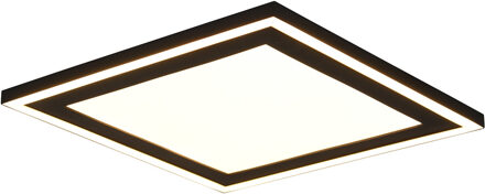 LED Plafondlamp - Plafondverlichting - Trion Coman - 24.5W - Warm Wit 3000K - Vierkant - Mat Zwart - Kunststof