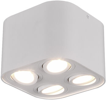 LED Plafondlamp - Plafondverlichting - Trion Cosmin - GU10 Fitting - 4-lichts - Vierkant - Mat Wit - Aluminium