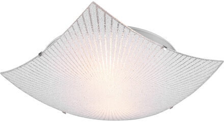 LED Plafondlamp - Plafondverlichting - Trion Elize - E27 Fitting - 2-lichts - Vierkant - Mat Chroom - Aluminium Zilverkleurig