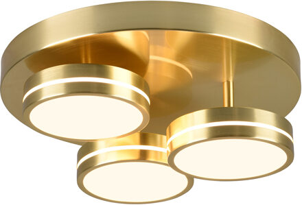 LED Plafondlamp - Plafondverlichting - Trion Franco - 25.5W - Warm Wit 3000K - 3-lichts - Dimbaar - Rond - Mat Goud - Goudkleurig