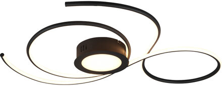 LED Plafondlamp - Plafondverlichting - Trion Jivino - 48W - Aanpasbare Kleur - Dimbaar - Rond - Mat Zwart - Aluminium