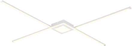 LED Plafondlamp - Plafondverlichting - Trion Oxi - Natuurlijk Wit 4000K - Dimbaar - Rechthoek - Mat Wit - Aluminium