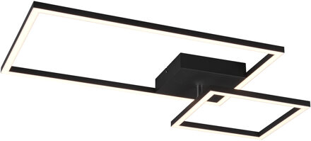 LED Plafondlamp - Plafondverlichting - Trion Pado - 25W - Warm Wit 3000K - Dimbaar - Rechthoek - Mat Zwart - Aluminium