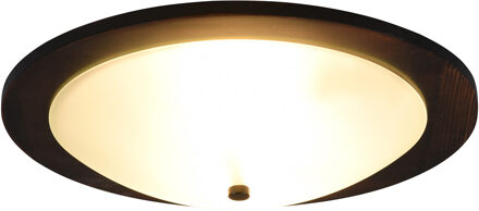 LED Plafondlamp - Plafondverlichting - Trion Palan - E27 Fitting - 2-lichts - Rond - Mat Donkerbruin - Hout