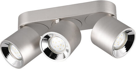 LED Plafondlamp - Plafondverlichting - Trion Pinati - GU10 Fitting - 3-lichts - Rond - Mat Nikkel - Metaal Zilverkleurig