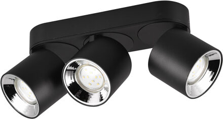 LED Plafondlamp - Plafondverlichting - Trion Pinati - GU10 Fitting - 3-lichts - Rond - Mat Zwart - Metaal