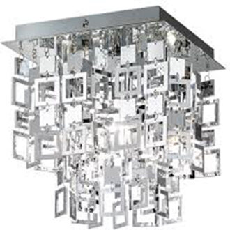 LED Plafondlamp - Plafondverlichting - Trion Quson - E27 Fitting - 1-lichts - Vierkant - Mat Chroom - Aluminium Zilverkleurig