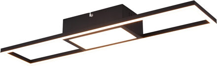 LED Plafondlamp - Plafondverlichting - Trion Riyaz - 22W - Aanpasbare Kleur - Afstandsbediening - Dimbaar - Rechthoek - Zwart