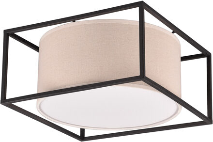 LED Plafondlamp - Plafondverlichting - Trion Rocky - E27 Fitting - 2-lichts - Industrieel - Mat Zwart - Metaal