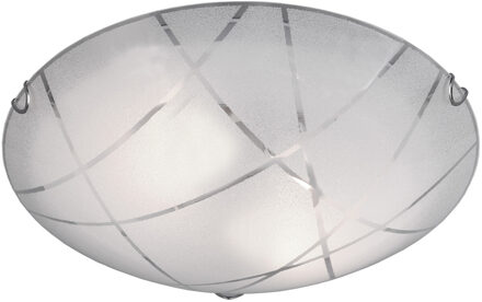 LED Plafondlamp - Plafondverlichting - Trion Sandra - E27 Fitting - 2-lichts - Rond - Mat Wit - Glas