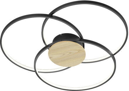 LED Plafondlamp - Plafondverlichting - Trion Sidon - 40W - Warm Wit 3000K - Dimbaar - Rond - Mat Zwart - Aluminium