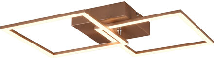 LED Plafondlamp - Plafondverlichting - Trion Square - 20W - Warm Wit 3000K - Vierkant - Coffee - Metaal