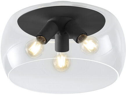 LED Plafondlamp - Plafondverlichting - Trion Valenti - E27 Fitting - Rond - Mat Antraciet - Aluminium Grijs