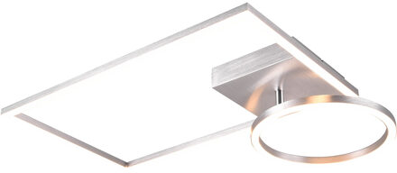 LED Plafondlamp - Plafondverlichting - Trion Viyona - 24W - Warm Wit 3000K - Dimbaar - Rechthoek - Mat Grijs - Aluminium