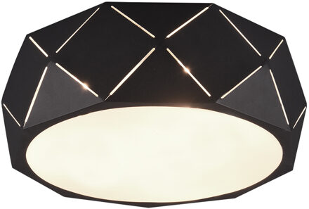 LED Plafondlamp - Plafondverlichting - Trion Zanda - E27 Fitting - 3-lichts - Rond - Mat Zwart - Aluminium