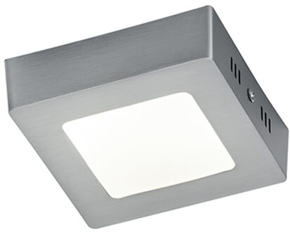 LED Plafondlamp - Plafondverlichting - Trion Zonin - 5W - Warm Wit 3000K - Vierkant - Mat Nikkel - Aluminium Zilverkleurig