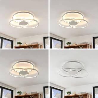 LED plafondlamp Riley, wit, metaal, 80 cm, dimbaar wit mat