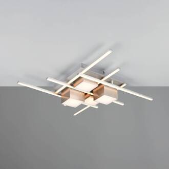 LED plafondlamp Roger, nikkel mat, metaal, CCT, afstandsbediening.