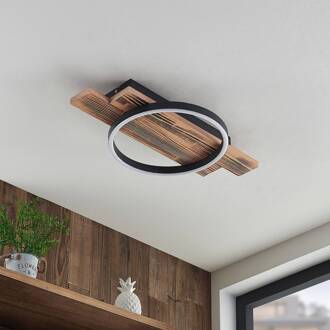 LED plafondlamp Sentoa, hout, 52,8 cm lang, 3.000 K Licht hout