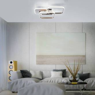 LED plafondlamp Sevent, hoekig, 3.000 K, staal mat staal