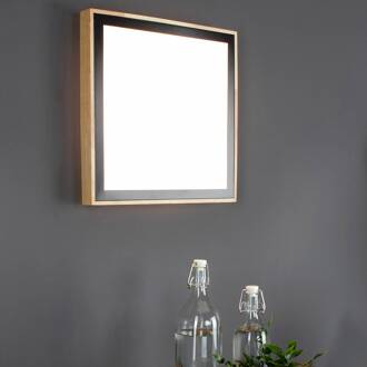 LED plafondlamp Solstar hoekig 39 x 39 cm licht hout, wit, zwart