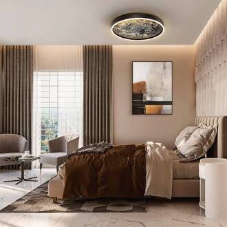 LED plafondlamp Stone Ø 60 cm, CCT, zwart, metaal, acryl