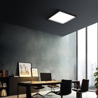LED plafondlamp Tara Q, 40 x 40 cm, zwart, 3.000 K, aluminium