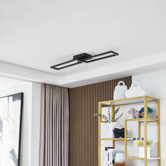 LED plafondlamp Tjado, 100 cm lang, zwart, metaal zwart, wit