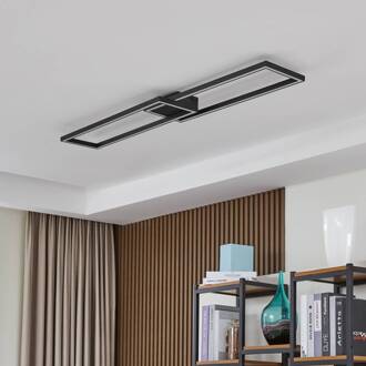 LED plafondlamp Tjado, 120 cm lang, zwart, metaal zwart, wit