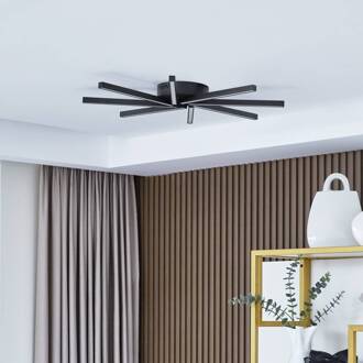 LED plafondlamp Tjado, Ø 70 cm, zwart, metaal zwart, wit