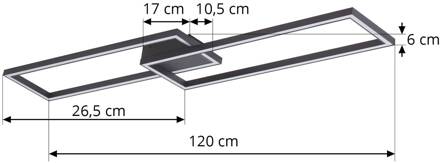LED plafondlamp Tjado, rechthoekig, 2-lamps, 120cm zwart, wit