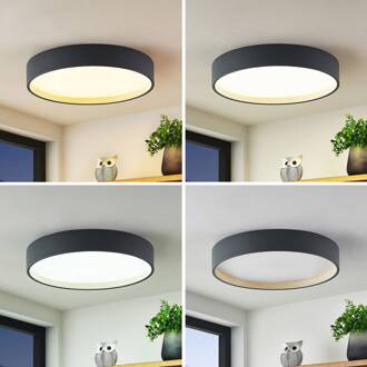 LED plafondlamp Todor, 50 cm, antraciet, CCT, hout